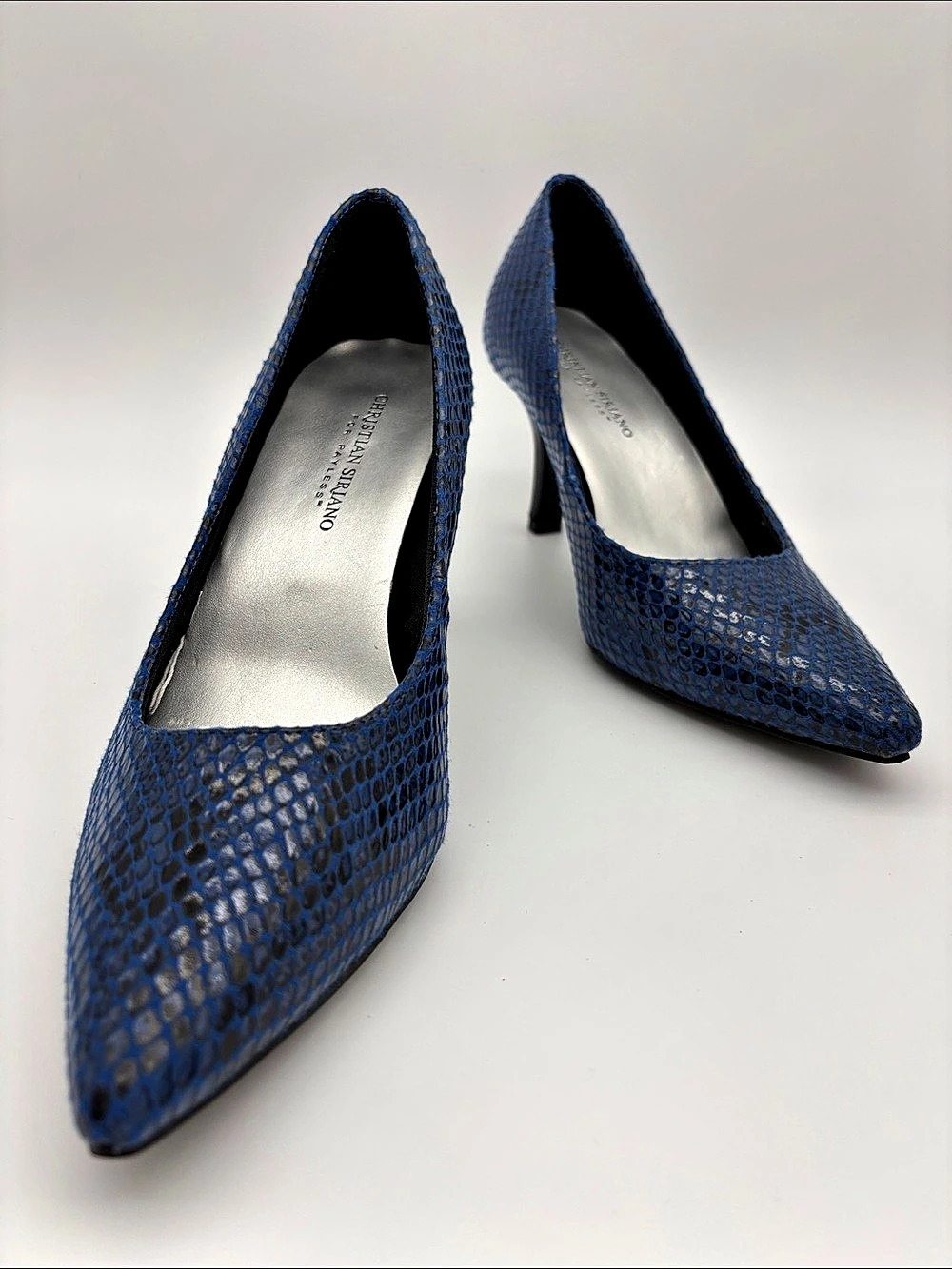 Christian Siriano 2010 Womens 8.5 Blue Snake-Embossed Pointed-Toe Pumps #784